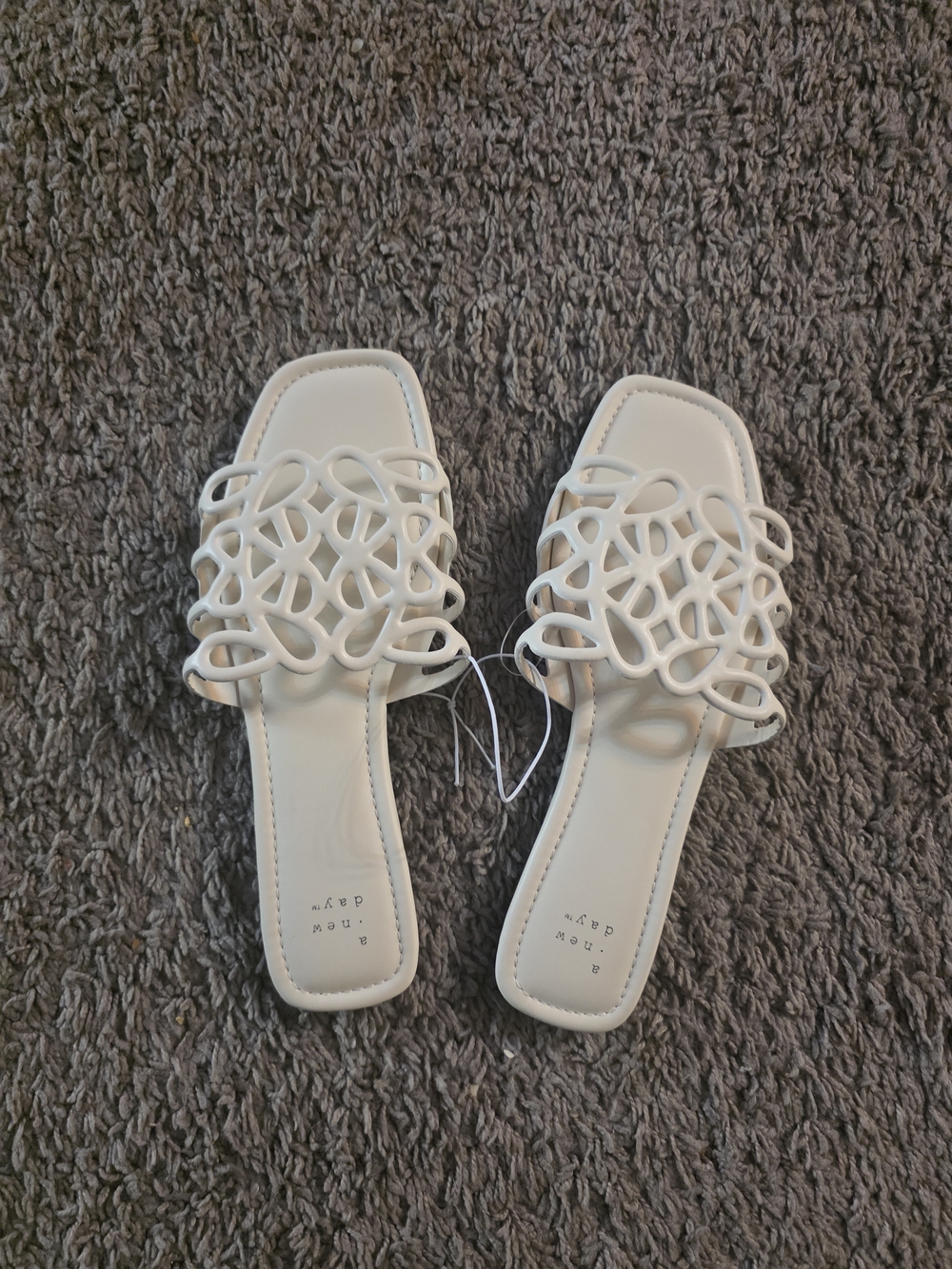 a new day White Slide Sandals with Knotted Cutout Strap